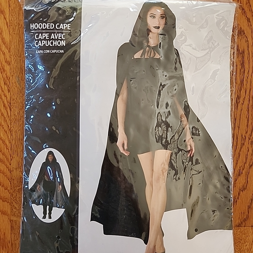 Black Hooded Cape, New, One Size Fits All
